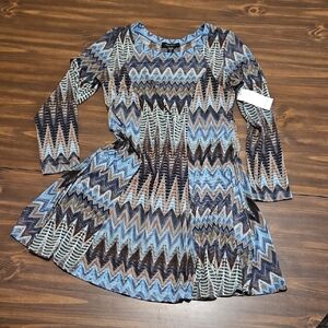 Karen Kane Dress with Zigzag Pattern in Blue and Brown
